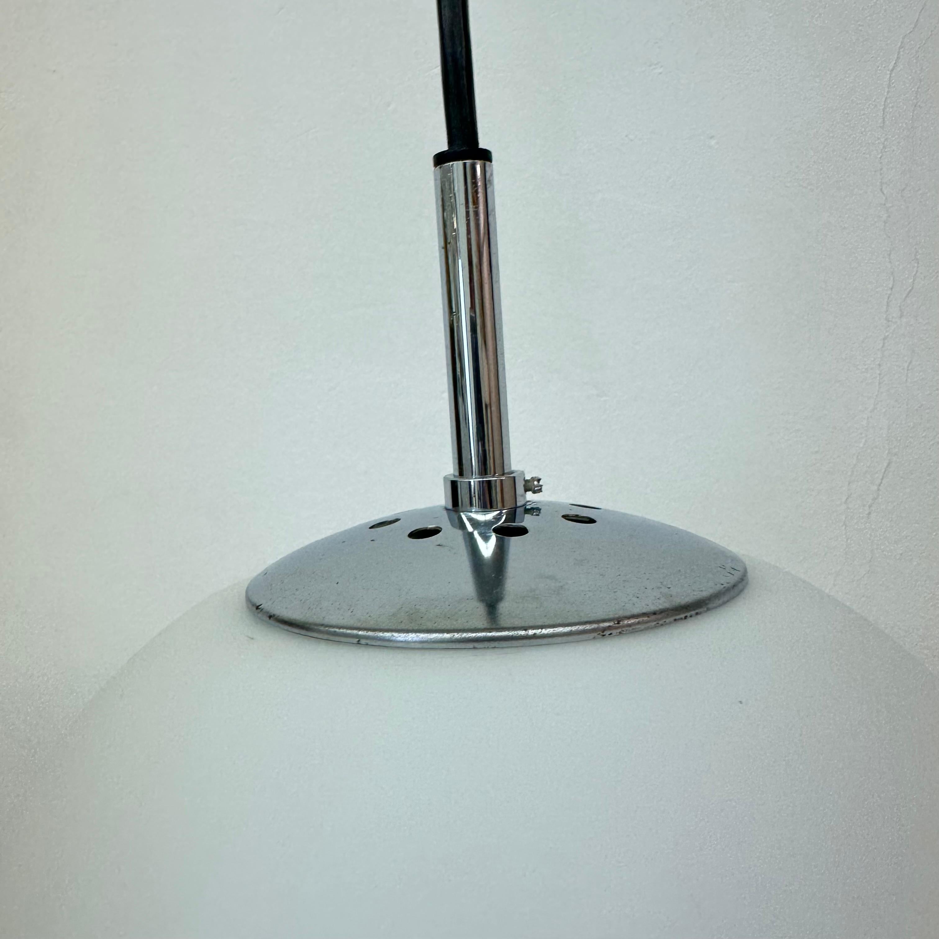 German Set of 5 Limburg Glashutte hanging lamp matte opaline globe , 1970s For Sale