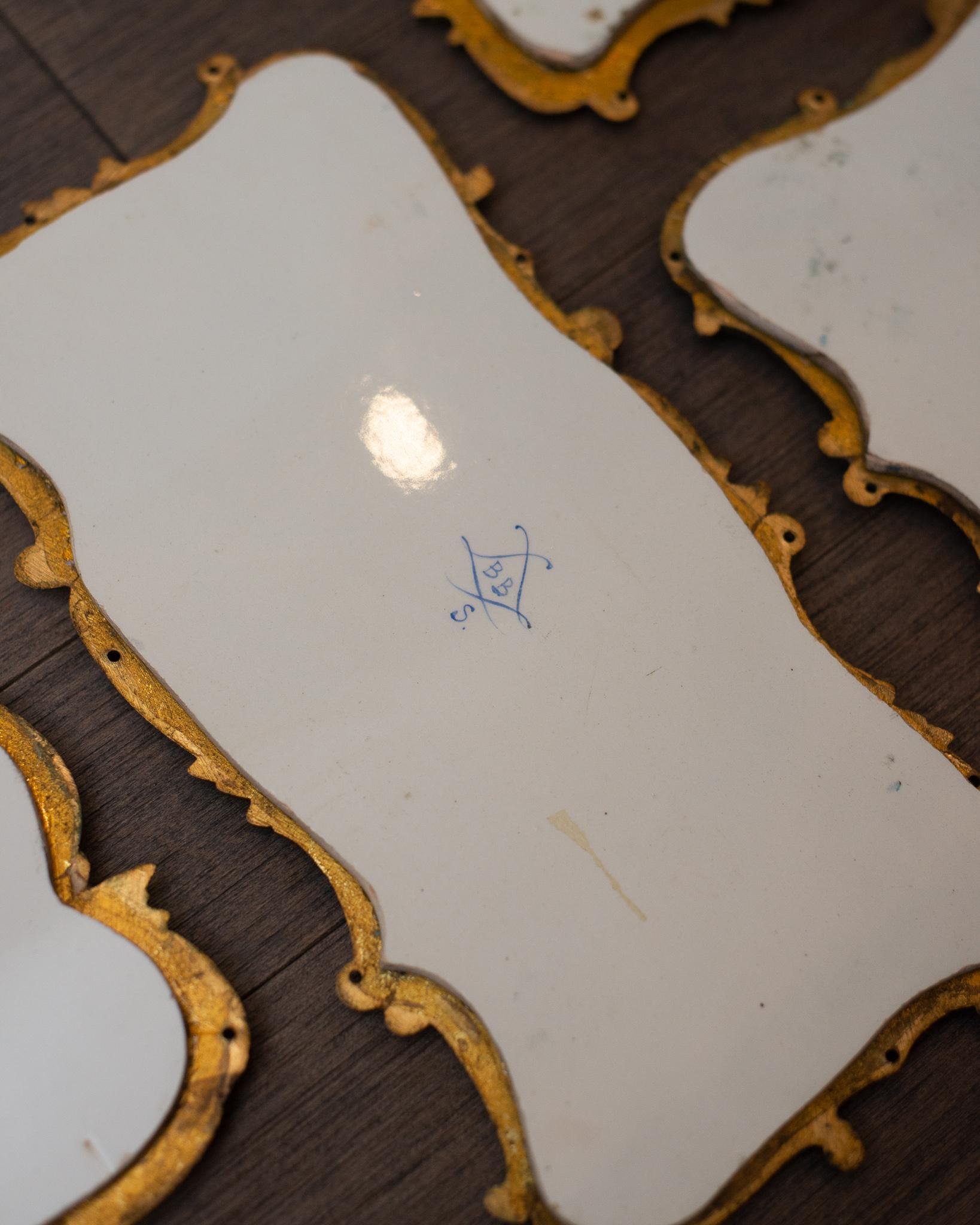 Hand-Painted Set of 5 Louis XVI Sèvres Style Handpainted Porcelain and Bronze Mounted Plaques