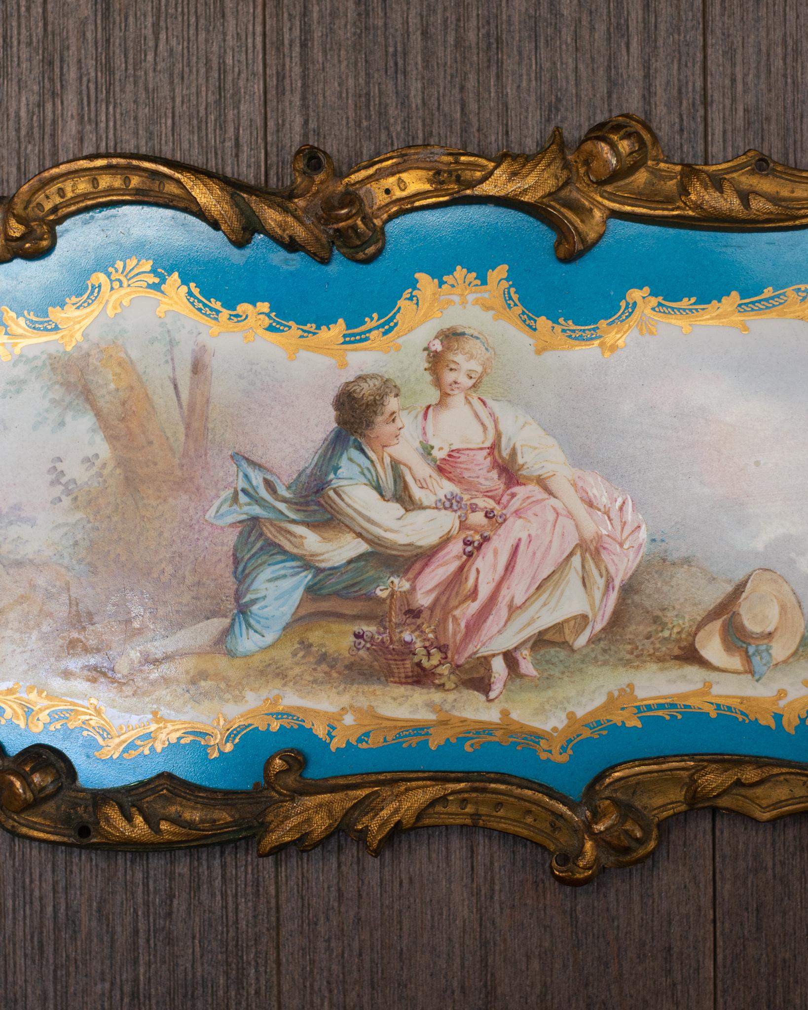 Set of 5 Louis XVI Sèvres Style Handpainted Porcelain and Bronze Mounted Plaques In Good Condition In Toronto, ON