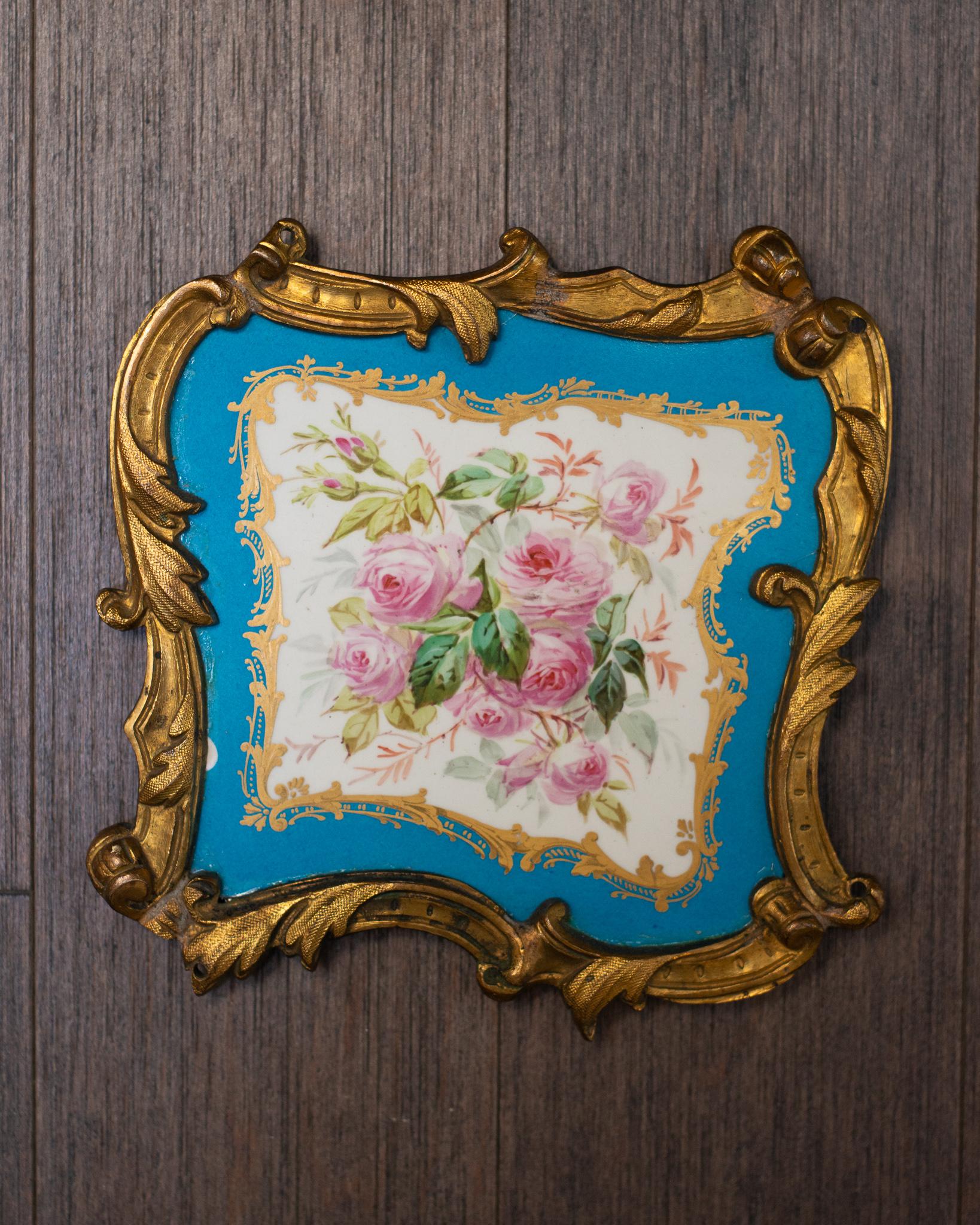 19th Century Set of 5 Louis XVI Sèvres Style Handpainted Porcelain and Bronze Mounted Plaques
