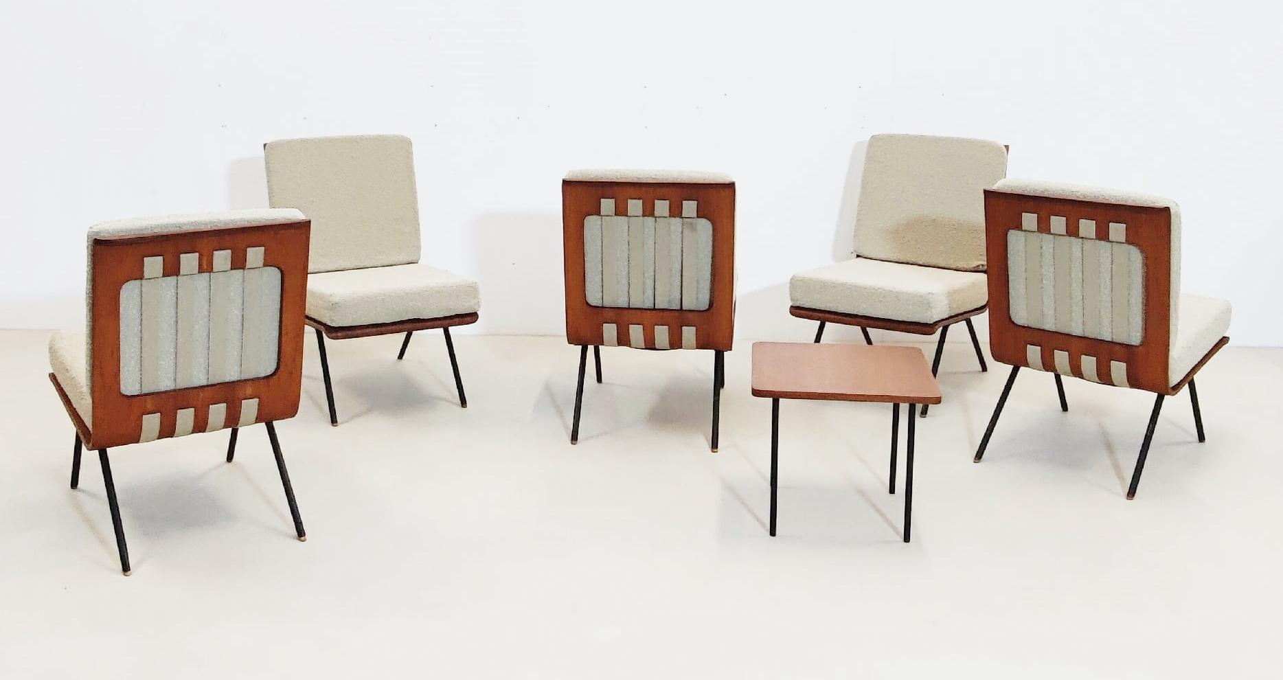 Set of 5 Lounge Chairs and Coffee Table by Franco Campo & Carlo Graffi, Italy For Sale 3