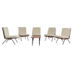 Retro Set of 5 Lounge Chairs and Coffee Table by Franco Campo & Carlo Graffi, Italy