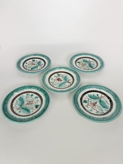Juego de 5 platos de mayólica, Francia, siglo XIX