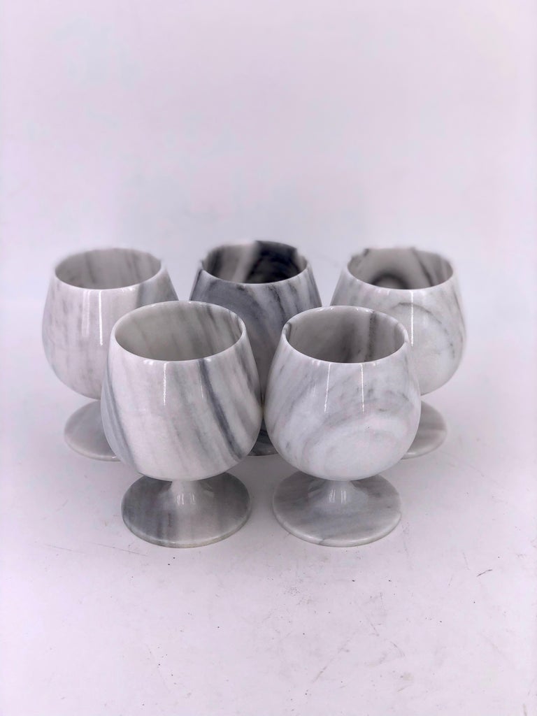 Set of 5 Marble Wine / Water Footed Goblets at 1stDibs marble goblets, water marble wine glass