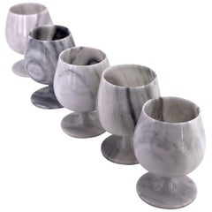 Set of 5 Marble Wine / Water Footed Goblets