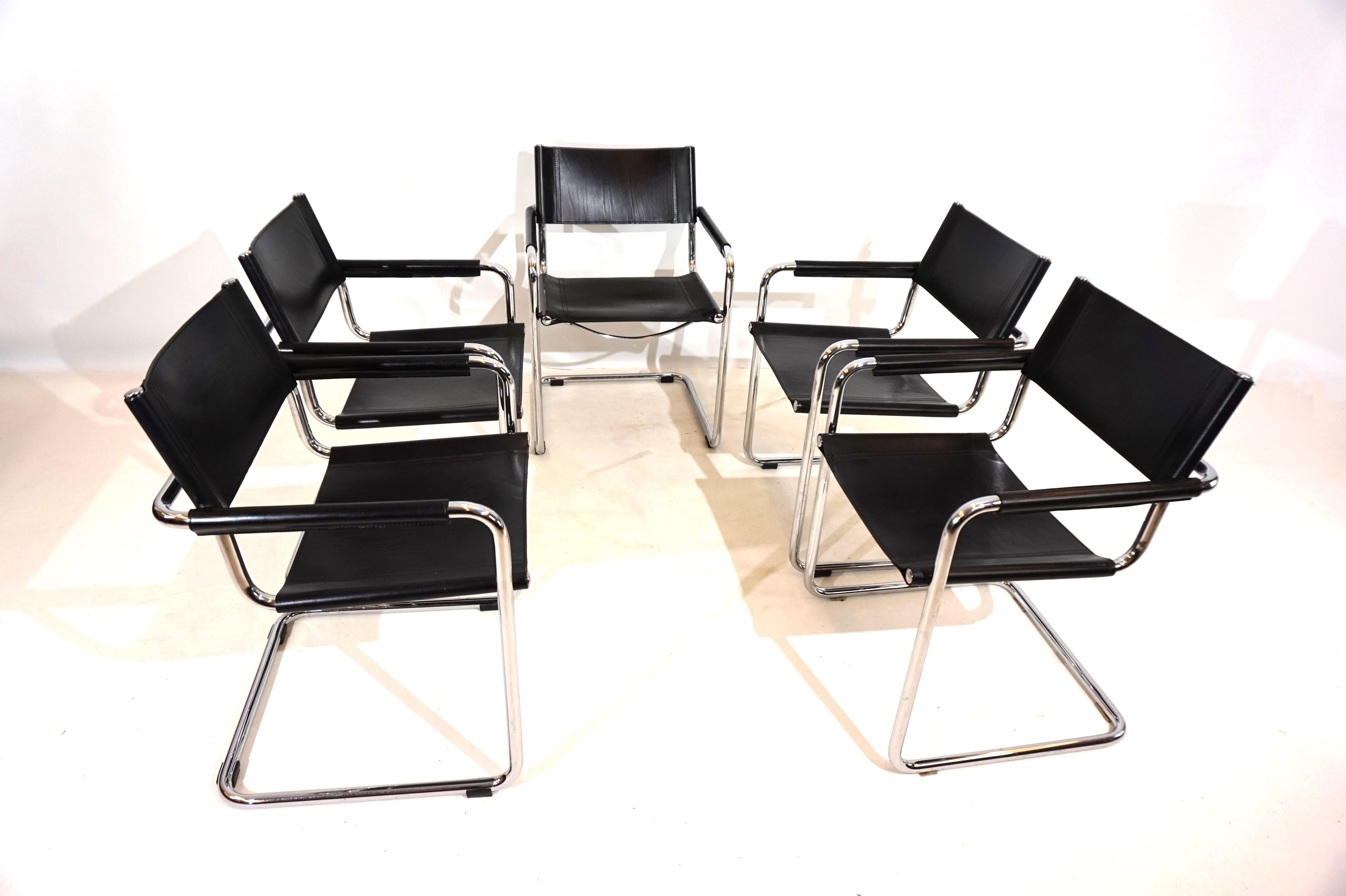 Set of 5 Matteo Grassi MG5 leather dining/conference chairs For Sale 8