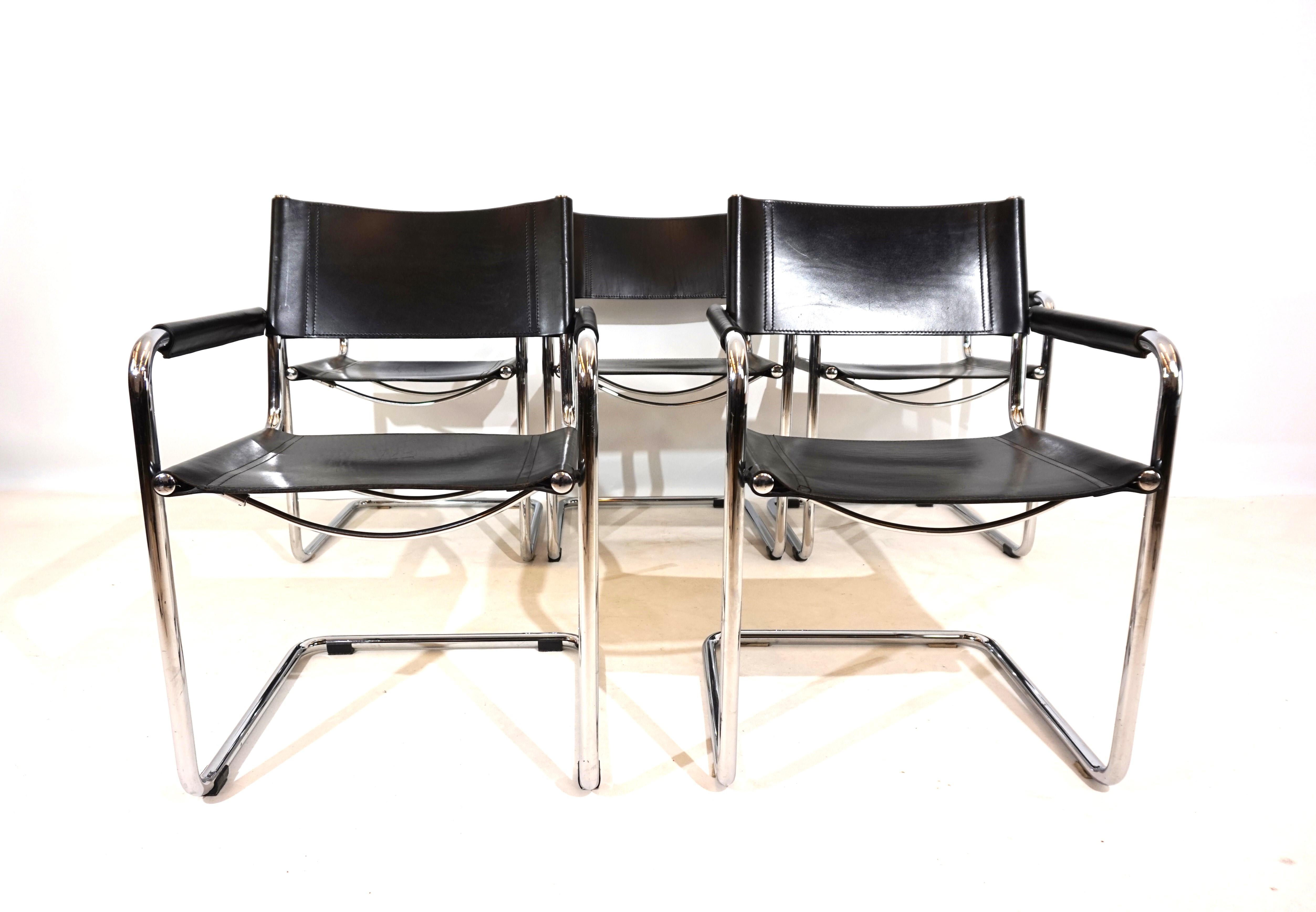 Satz von 5 Matteo Grassi MG5 Leder-Ess-/Konferenzstühlen aus Leder (Moderne der Mitte des Jahrhunderts)