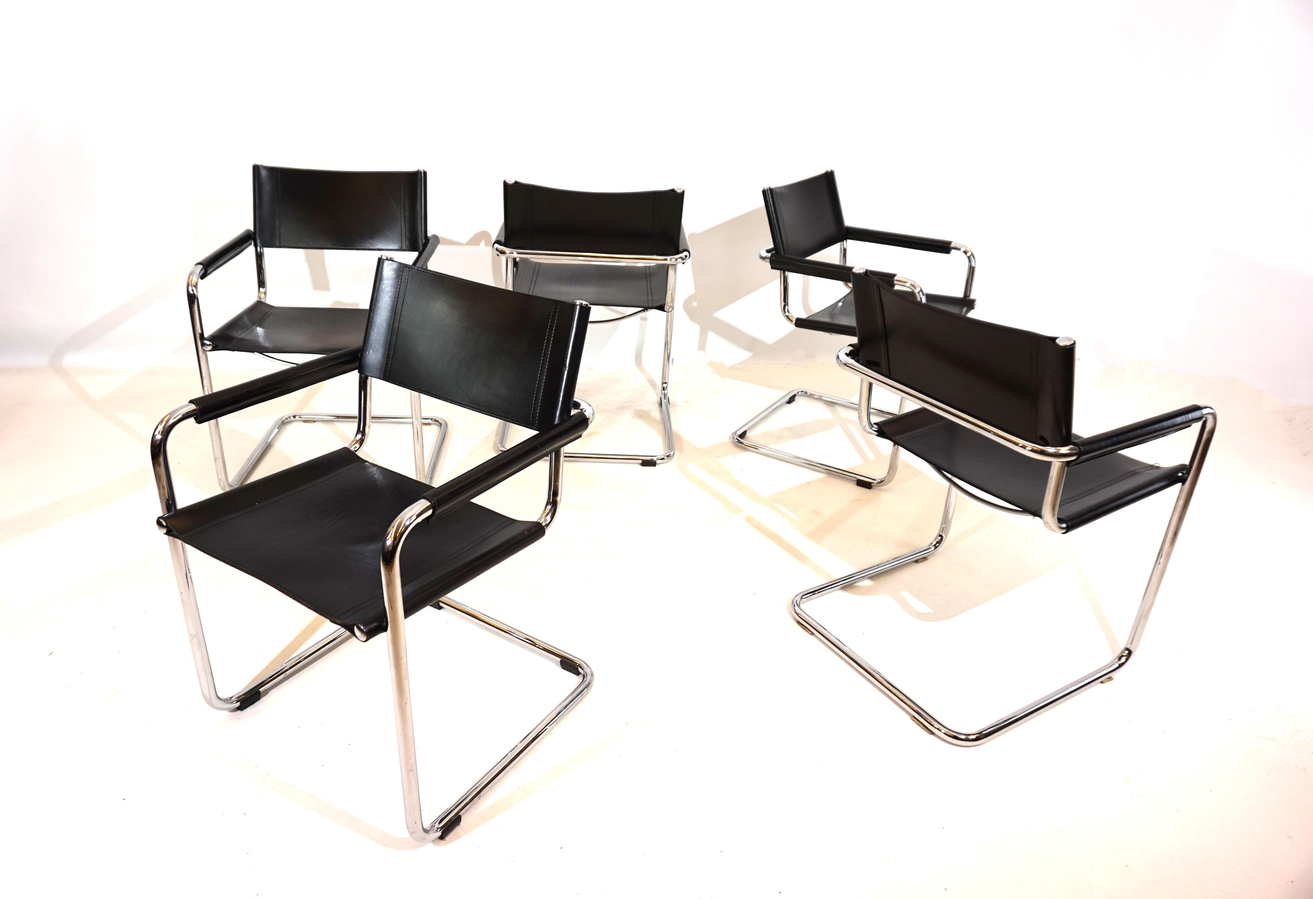 Set of 5 Matteo Grassi MG5 leather dining/conference chairs In Good Condition For Sale In Ludwigslust, DE
