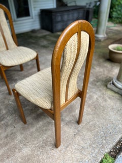 Set of 5 MCM Oak Dining Chairs with Original Tweed Fabric from Germany