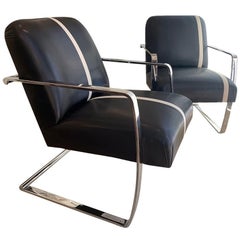 Set of 5 MCM Polished Stainless Steel Base Chairs from J. Robert Scott