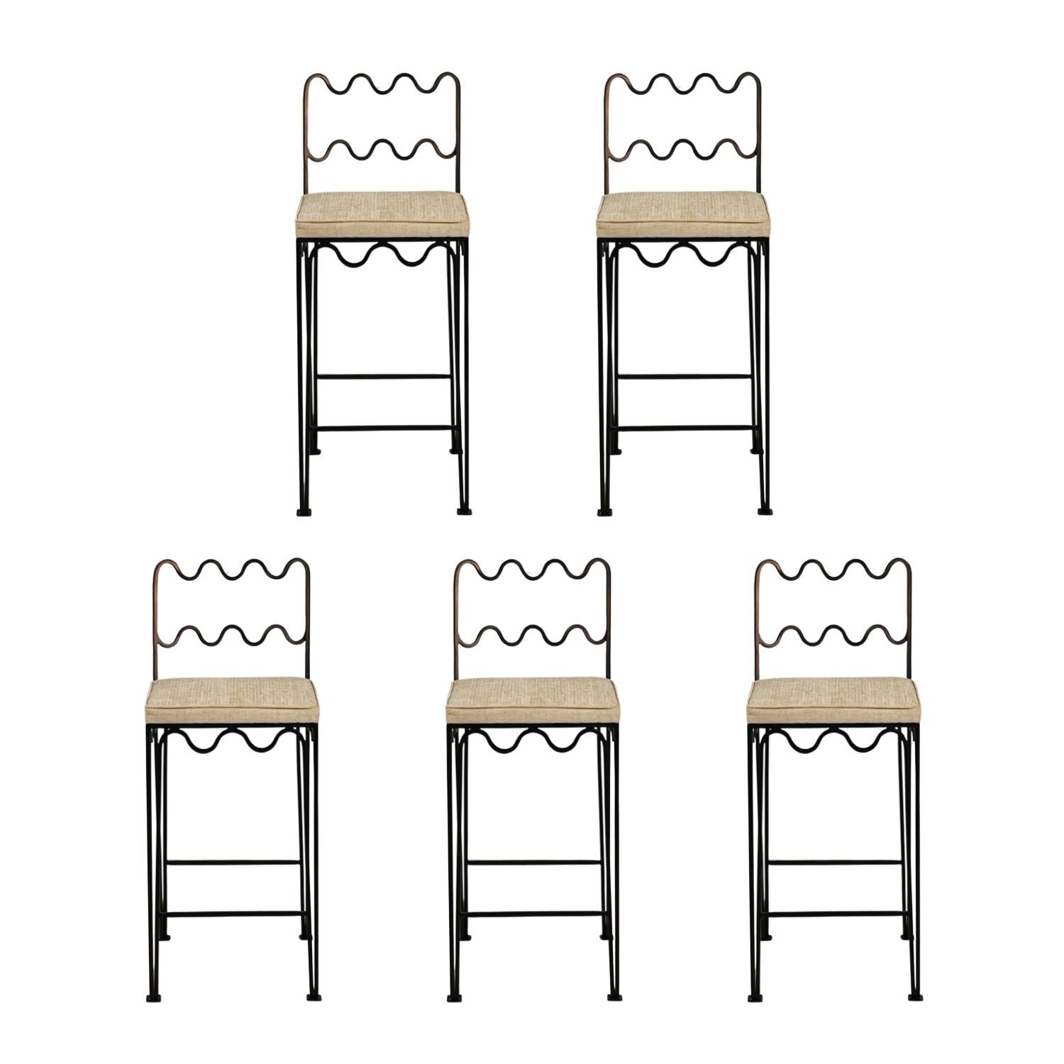Set of 5 'Méandre' Counter Stools by Design Frères