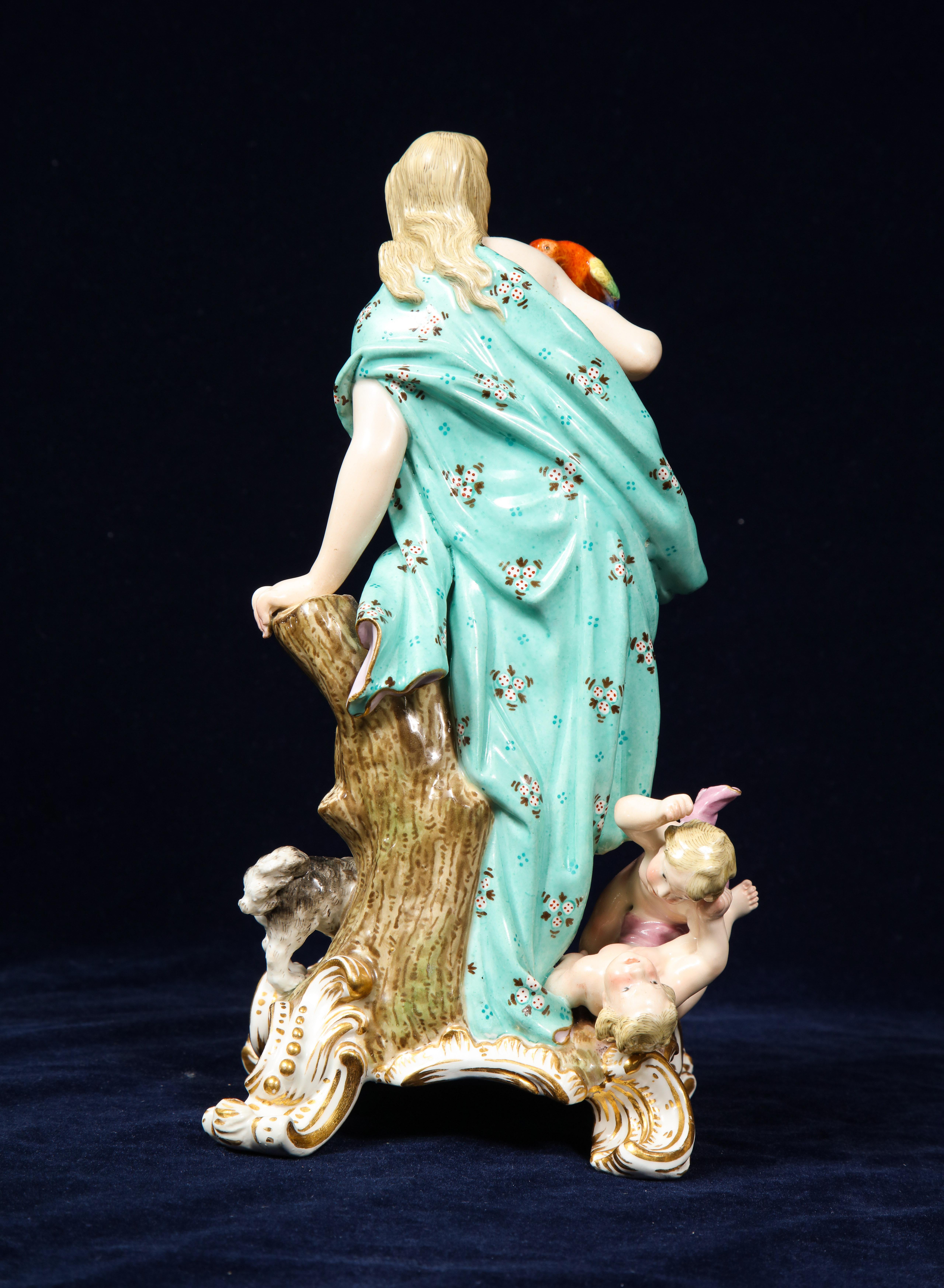 Hand-Painted Set of 5 Meissen Figures Emblematic of the Senses by J.J. Kändler and Eberlein For Sale