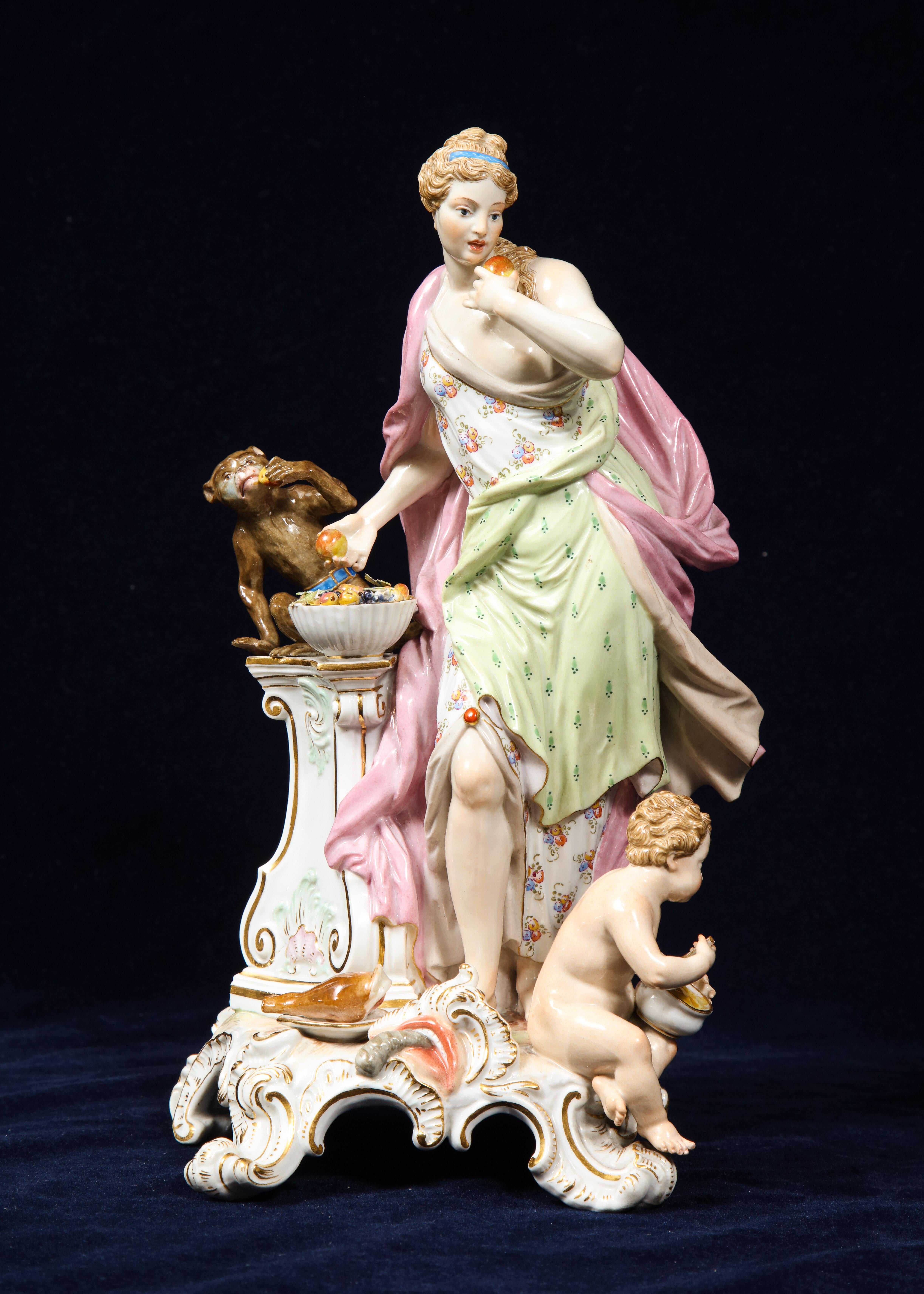 Set of 5 Meissen Figures Emblematic of the Senses by J.J. Kändler and Eberlein In Good Condition For Sale In New York, NY