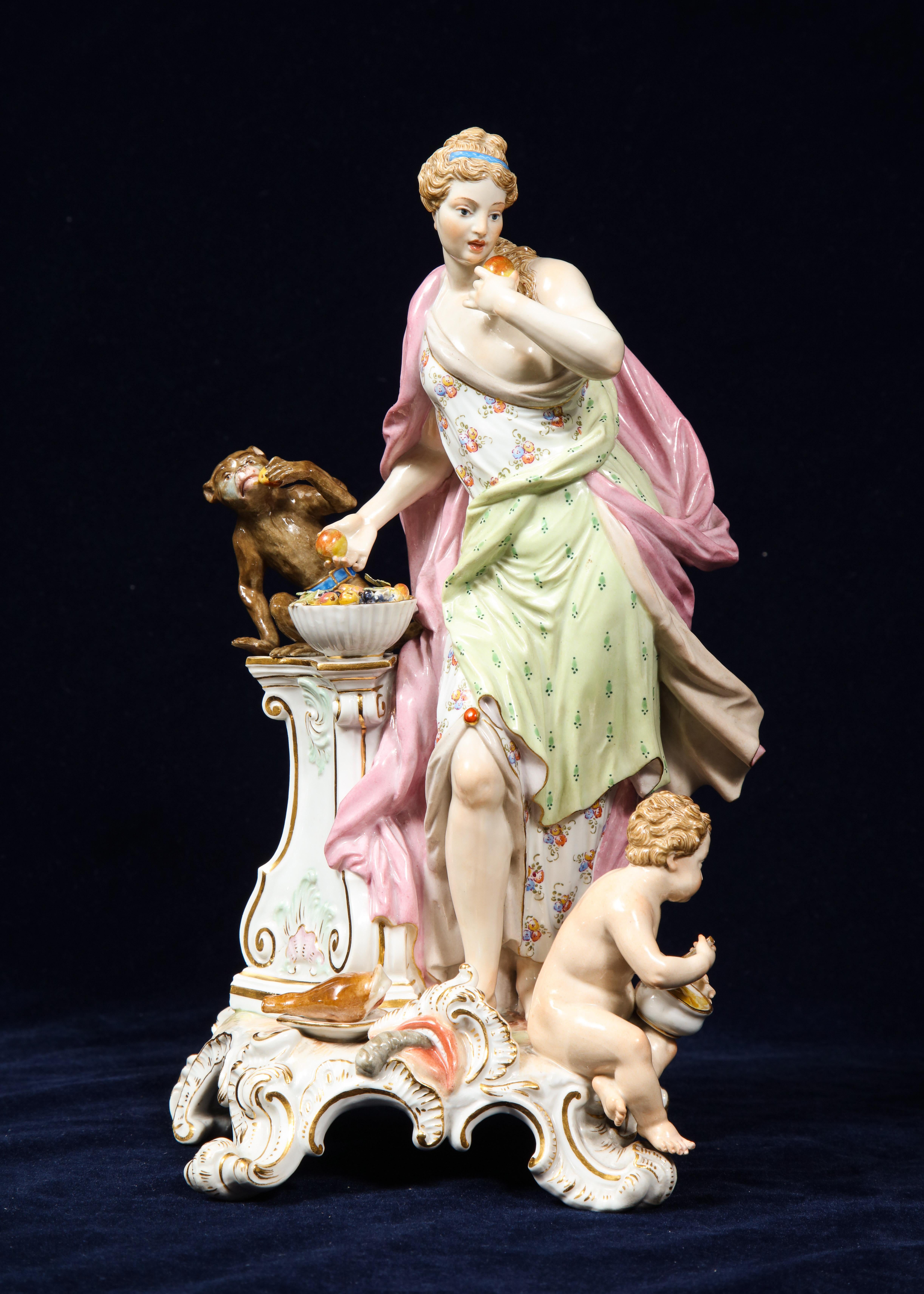 Porcellana Set di 5 figure di Meissen emblematiche dei sensi di J.J. Kändler e Eberlein in vendita