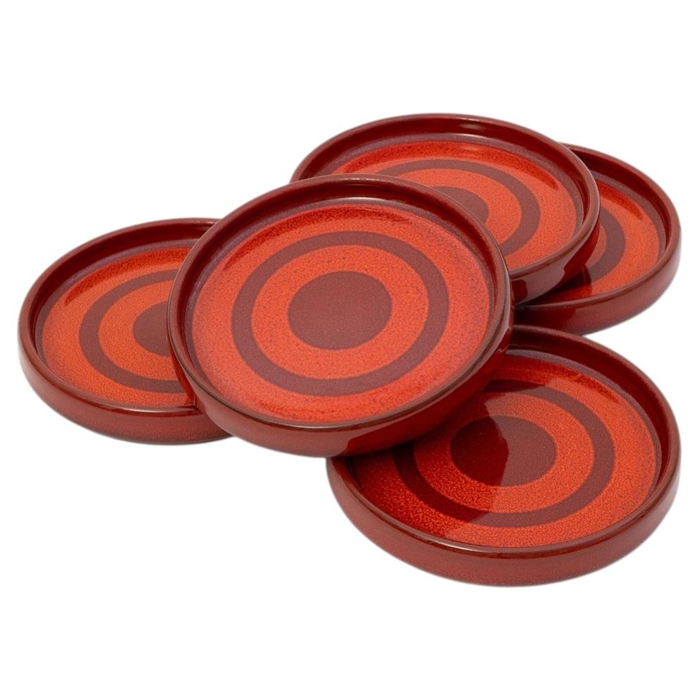 Set of 5 Melitta Ceracron “Stockholm” Saucers / Plates, Germany, 1970s For Sale