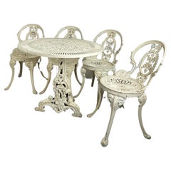 Set of 5 Mid-Century Cast Iron Garden Table and Chairs Italian Design 1960s