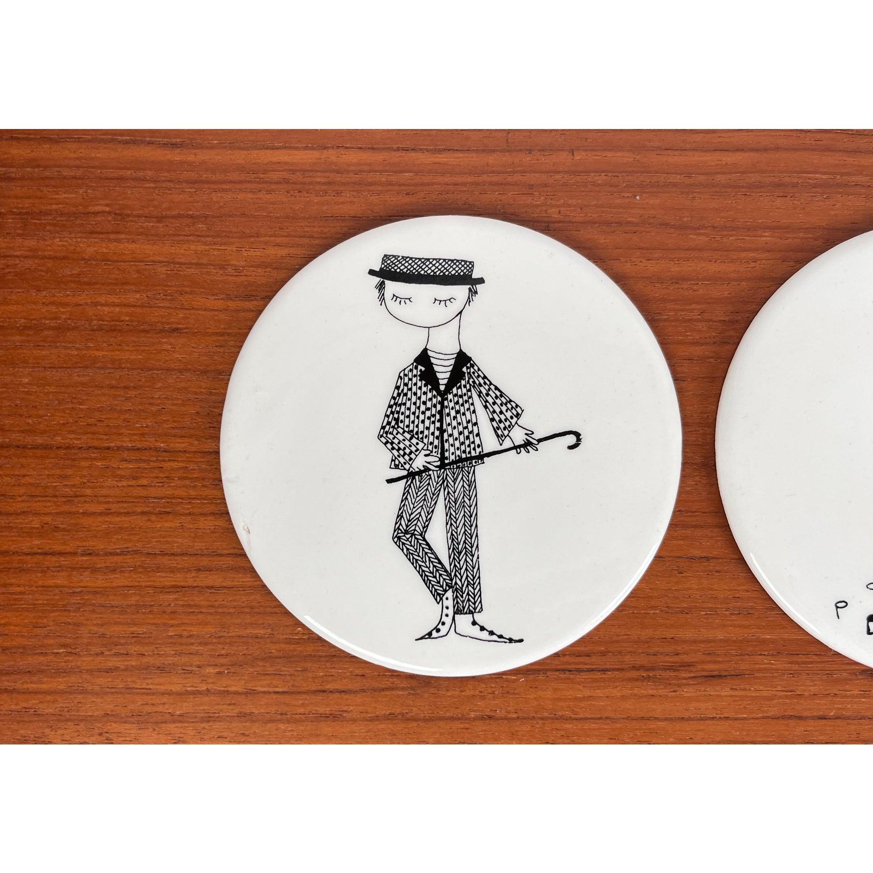 XX secolo Set di 5 sottobicchieri in ceramica del Mid-Century di Bjørn Wiinblad, anni '60 in vendita