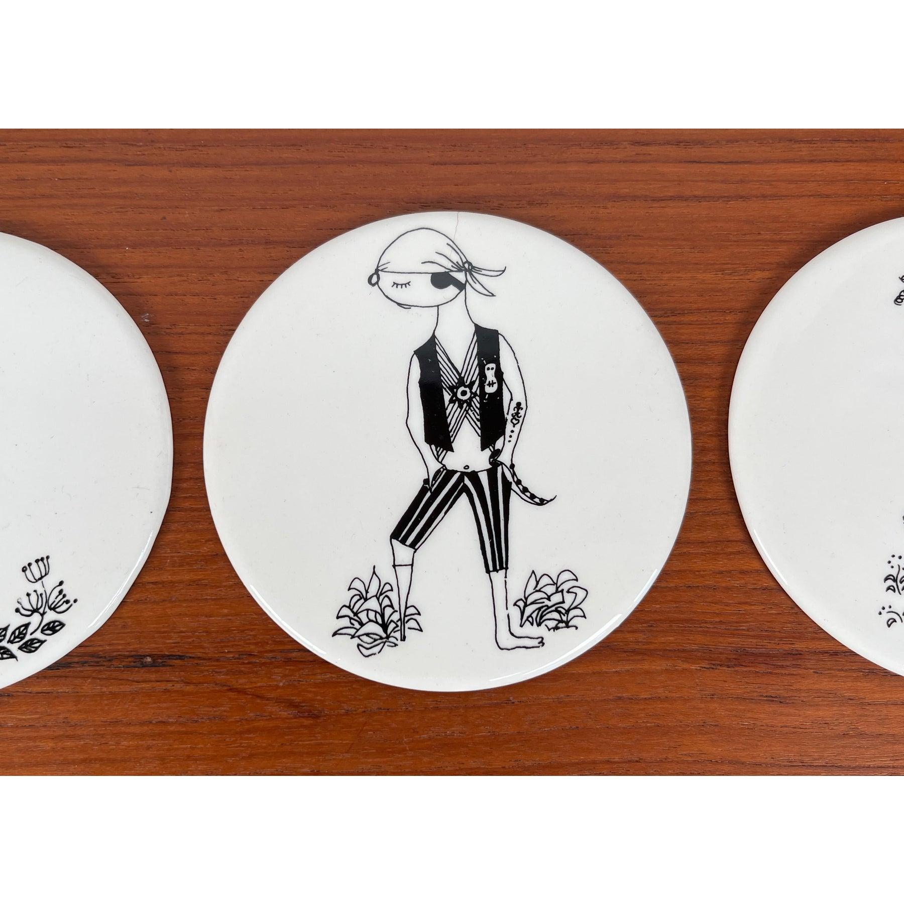 Set di 5 sottobicchieri in ceramica del Mid-Century di Bjørn Wiinblad, anni '60 in vendita 2