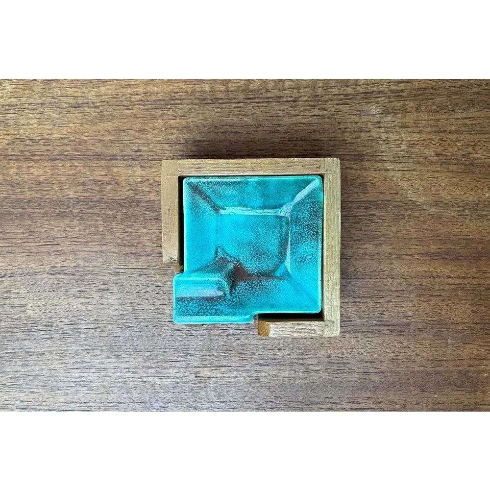 Set of 5 Mid-Century Ceramic Stacking Ashtrays with Wooden Boxes, 1960s For Sale 6