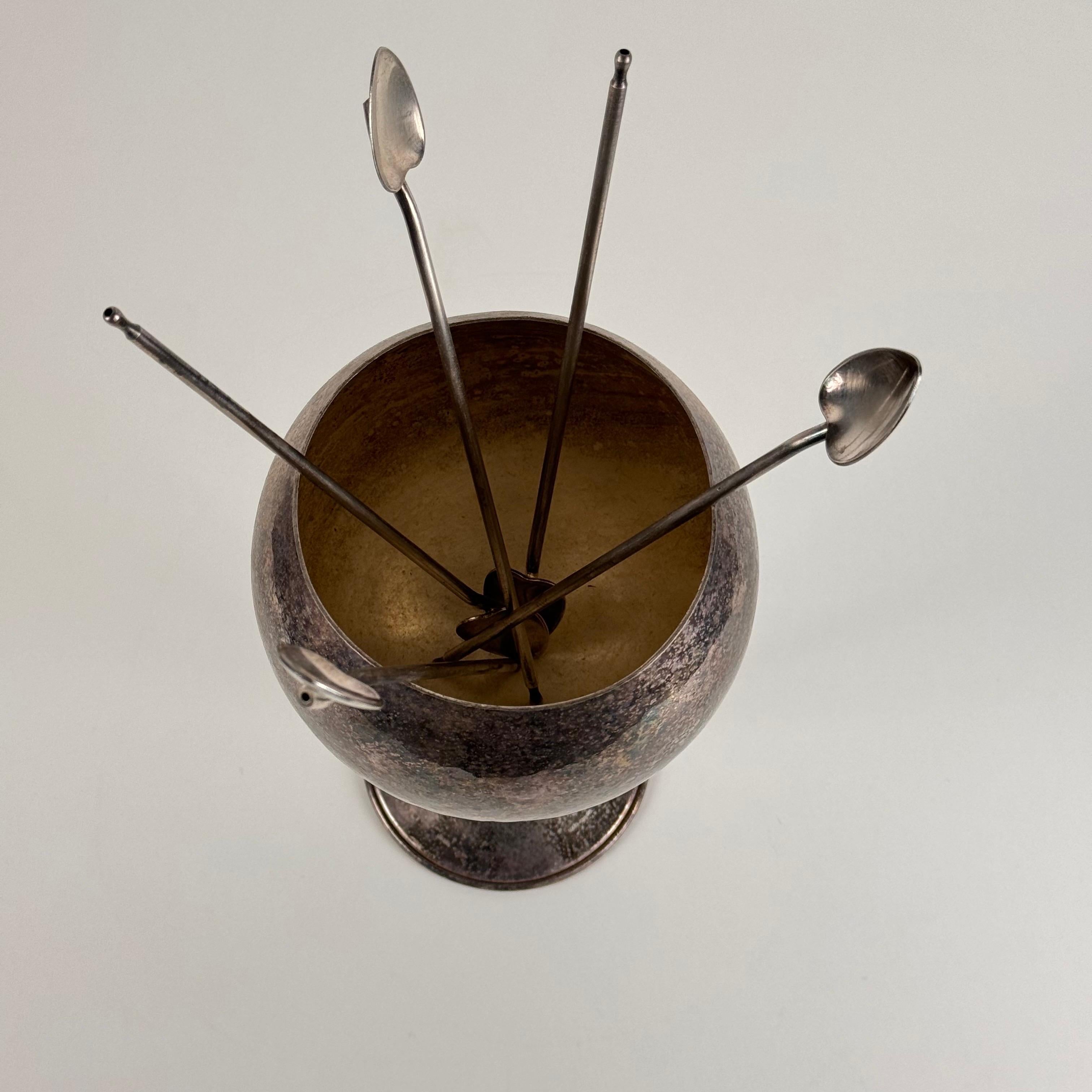 Set di 5 cannucce per cocktail di metà secolo con cucchiai a forma di cuore, anni '50 in vendita 6