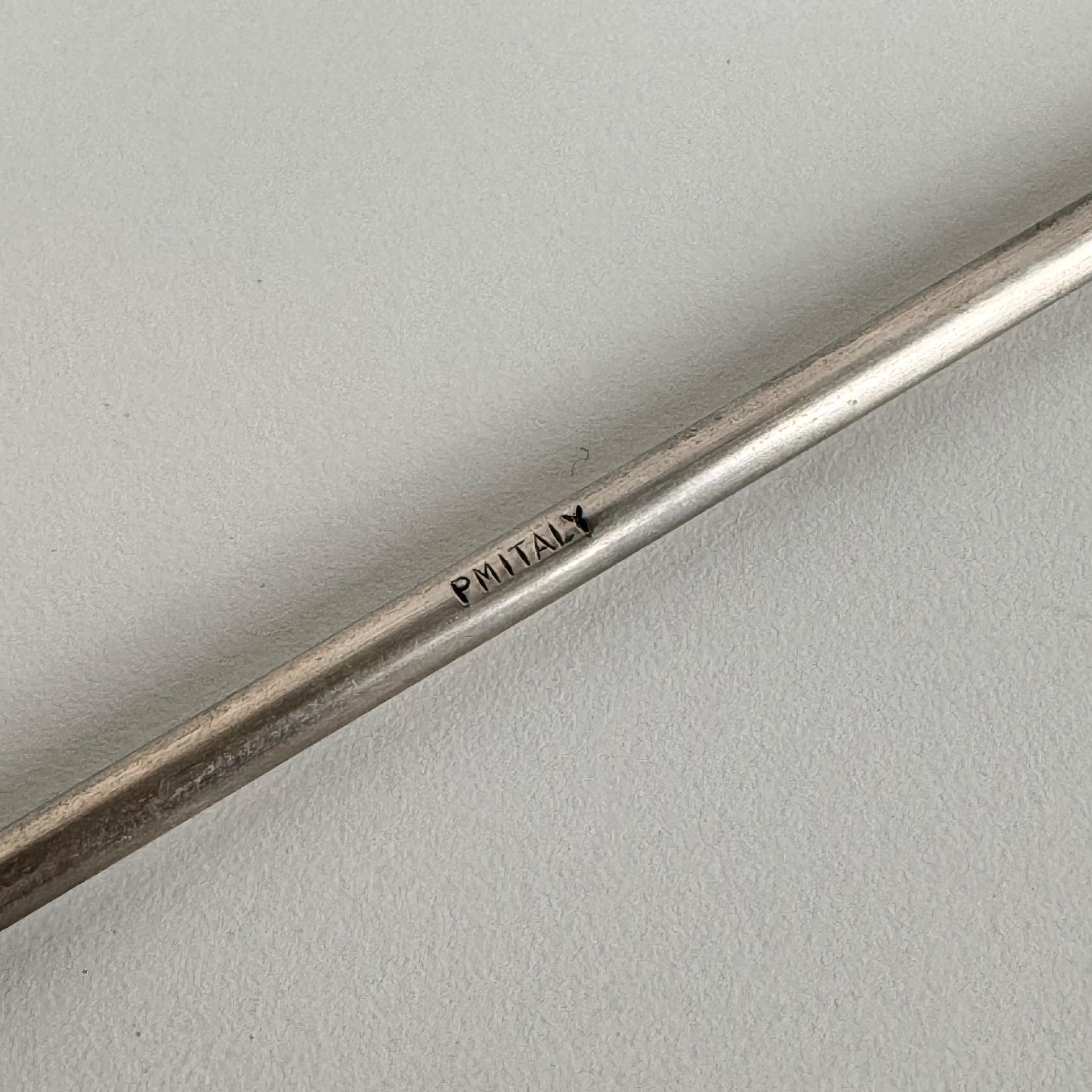 Ottone Set di 5 cannucce per cocktail di metà secolo con cucchiai a forma di cuore, anni '50 in vendita
