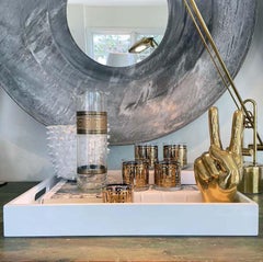 Set of 5 Mid-Century Culver Greek Key Lowball Old Fashioned Glasses with Pitcher