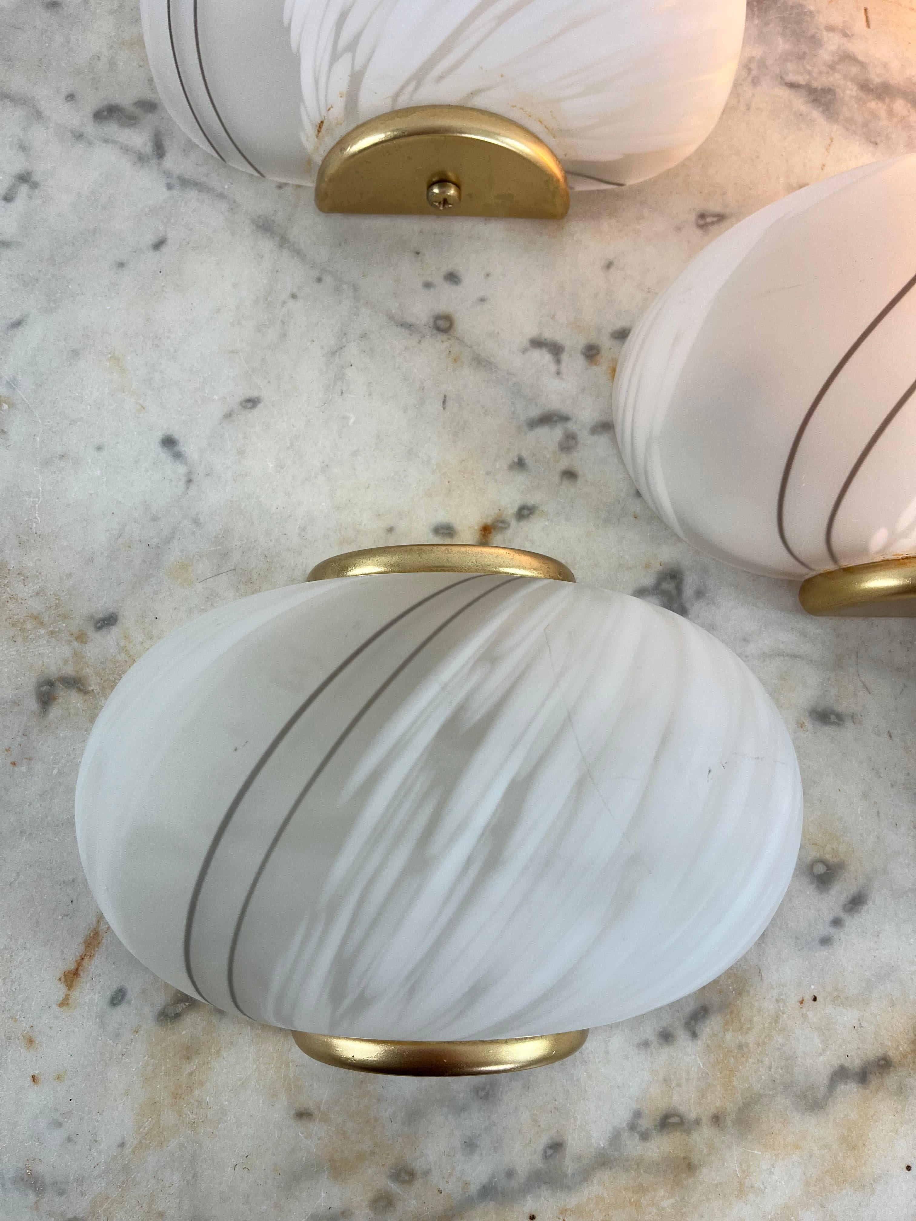 Set di 5 lampade da parete a conchiglia in vetro di Murano curvato, 1960 in vendita 6
