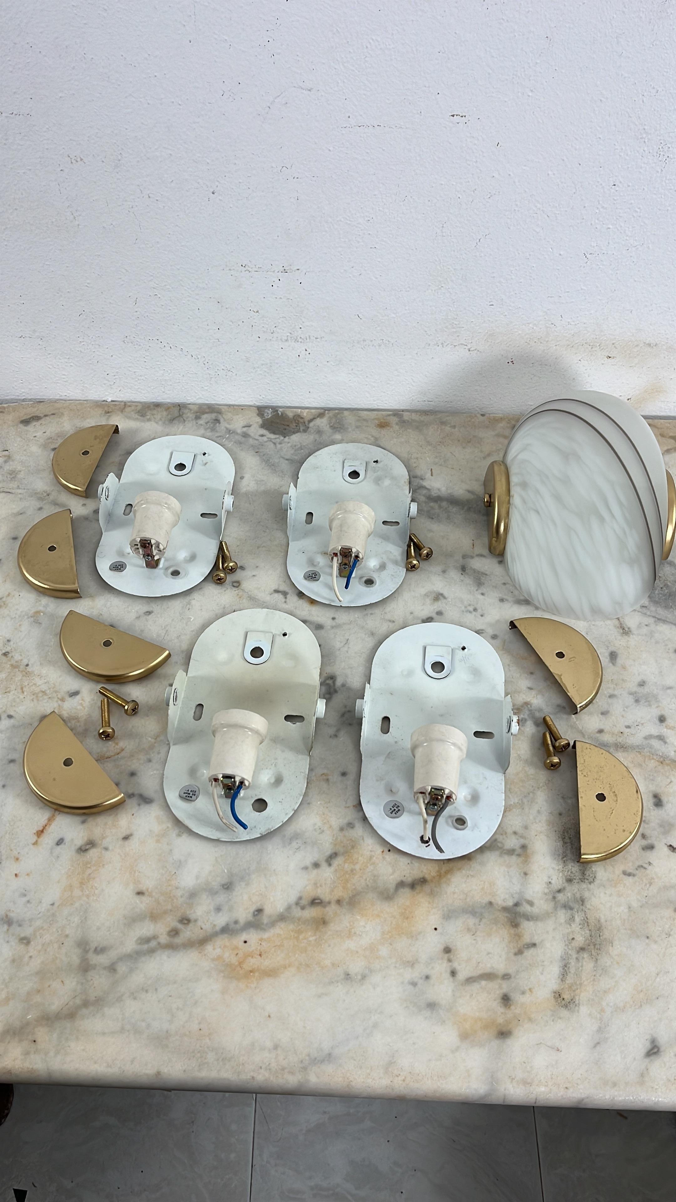 Set di 5 lampade da parete a conchiglia in vetro di Murano curvato, 1960 in vendita 10