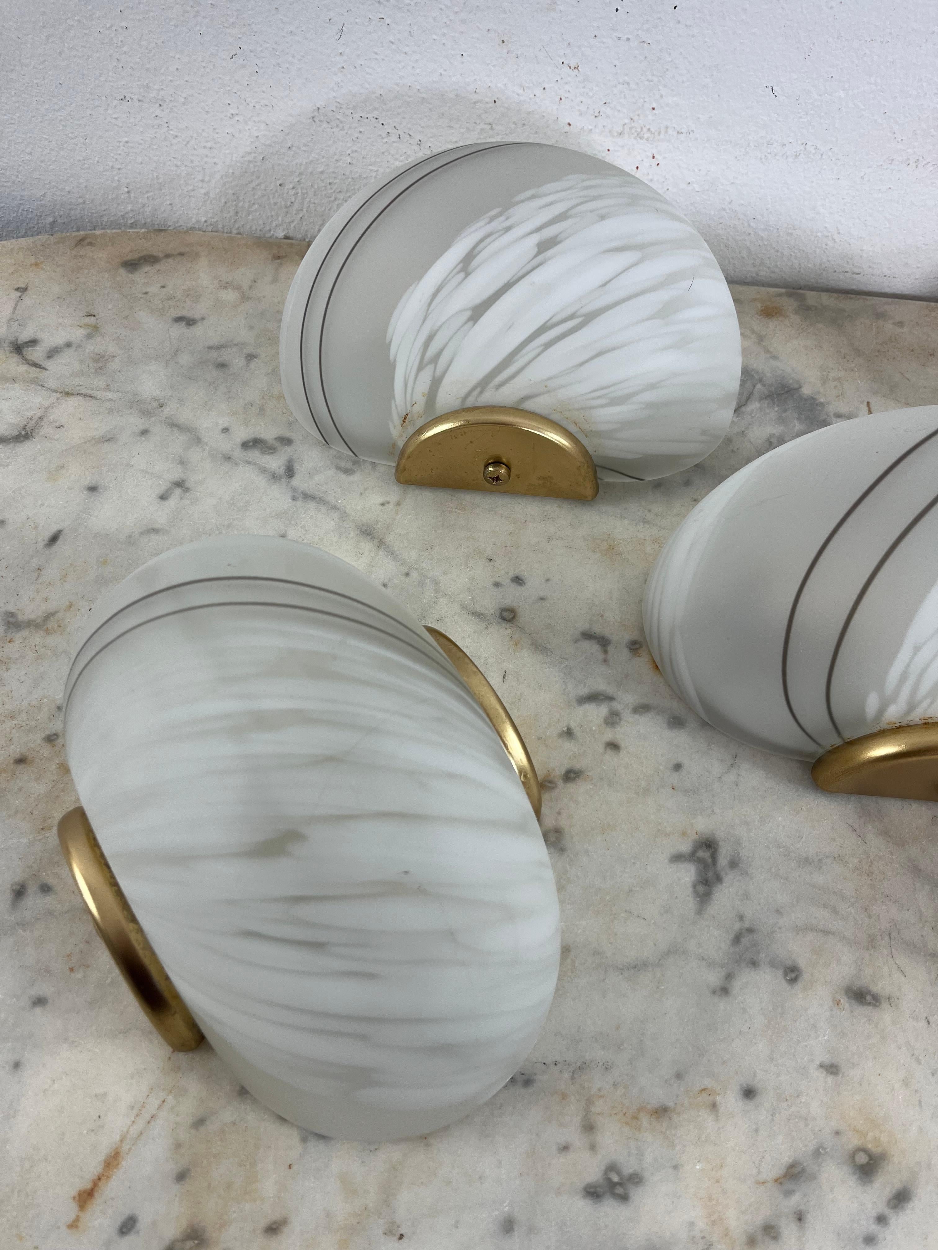 Set di 5 lampade da parete a conchiglia in vetro di Murano curvato, 1960 in vendita 2