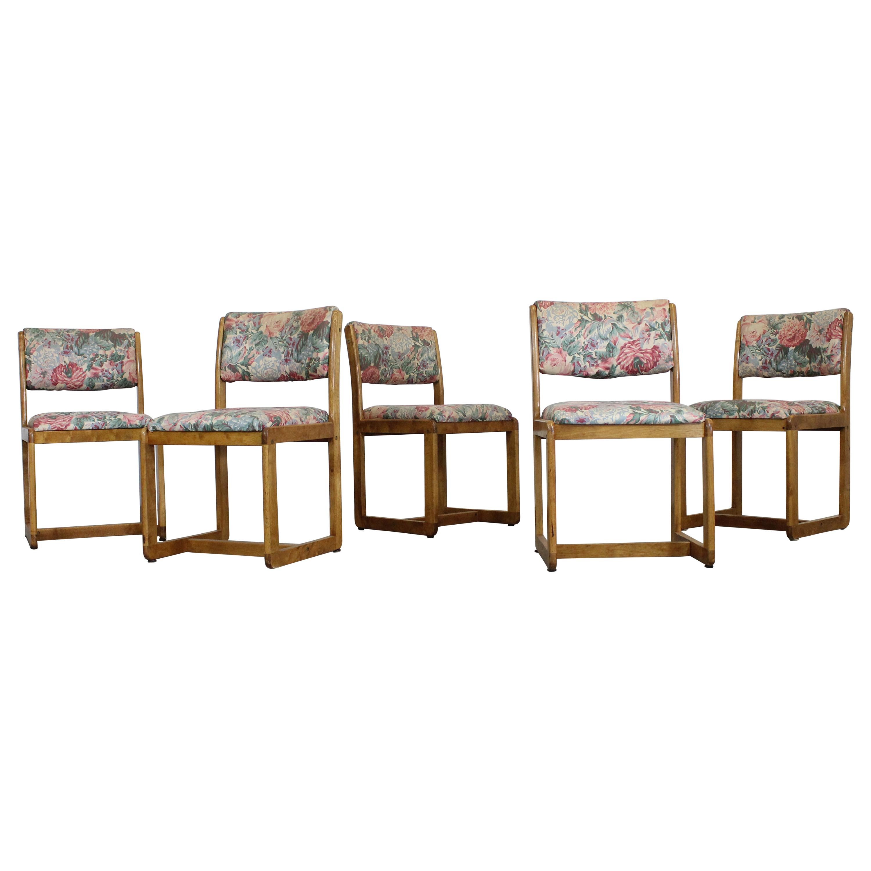 Set of 5 Mid-Century Danish Modern Teak Side Dining Chairs