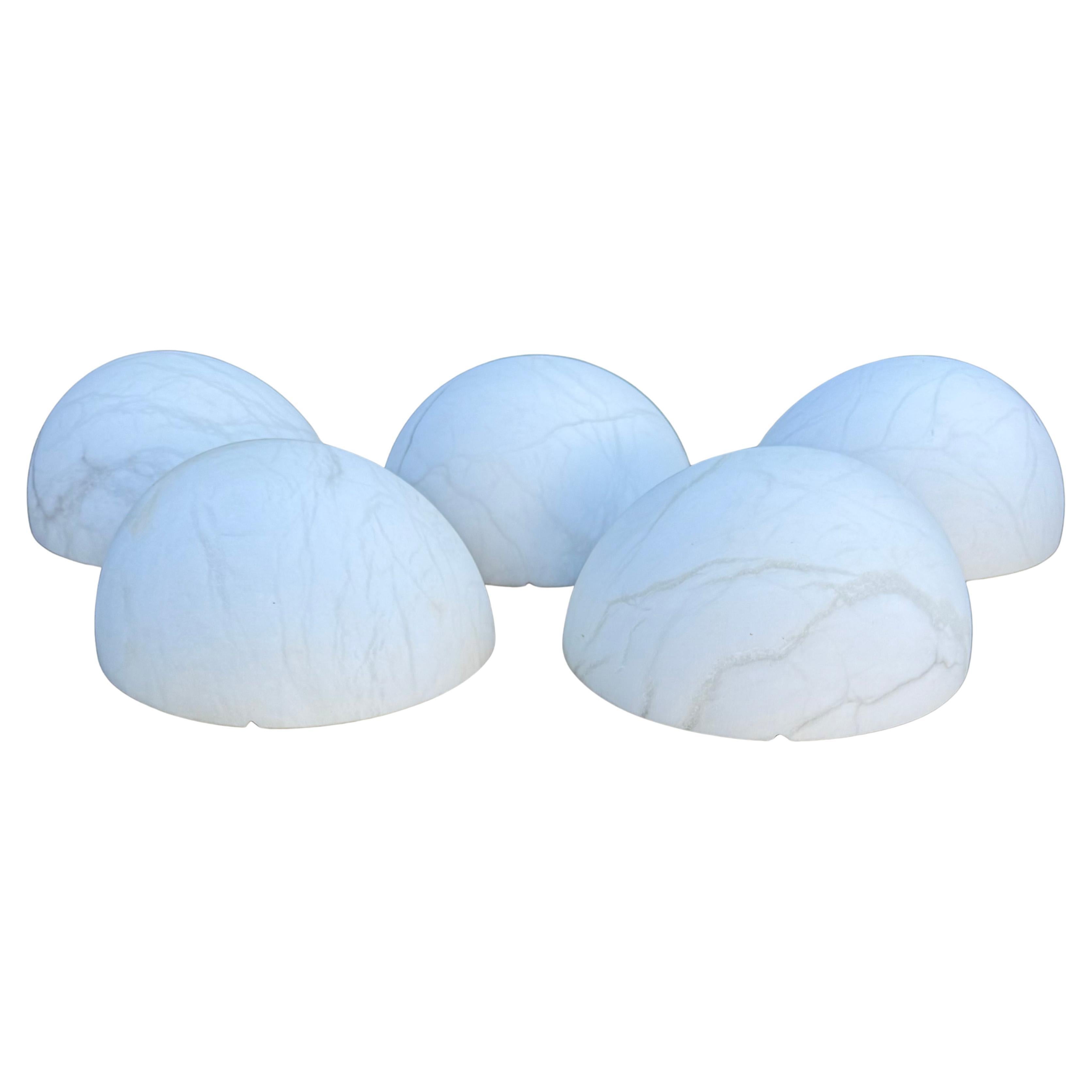 Set of 5 MidCentury Modern Art Deco St., Timeless Design Alabaster Wall Sconces