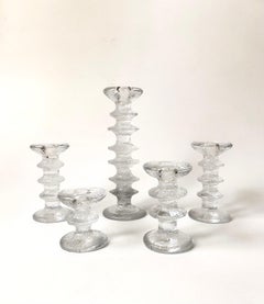 Set of 5 Mid-Century Festivo Textured Glass Candle Holders by Timo Sarpaneva for