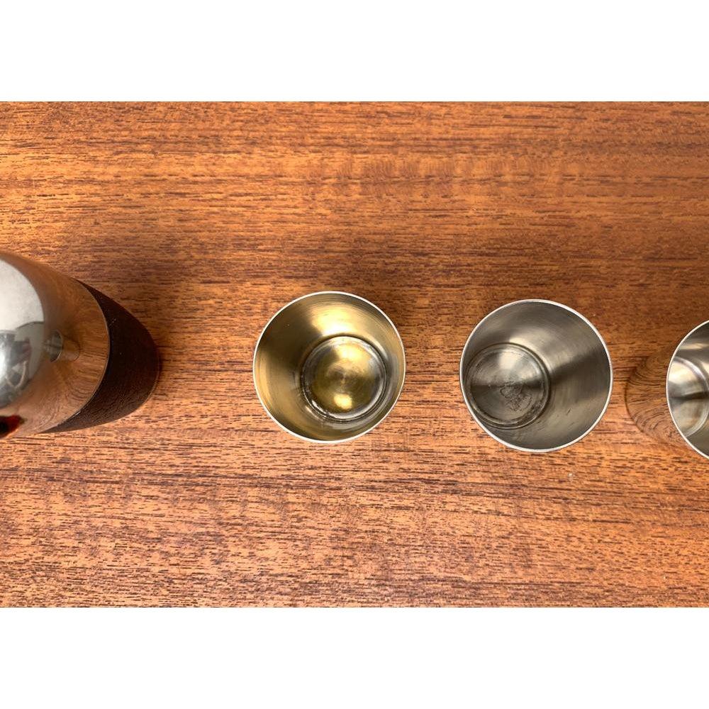 Set of 5 Mid-Century German Owl Style Metal Shot Glasses, 1960s For Sale 7