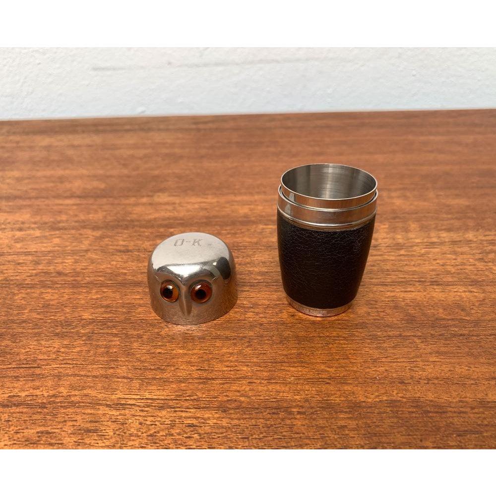 Mid-Century Modern Set of 5 Mid-Century German Owl Style Metal Shot Glasses, 1960s For Sale