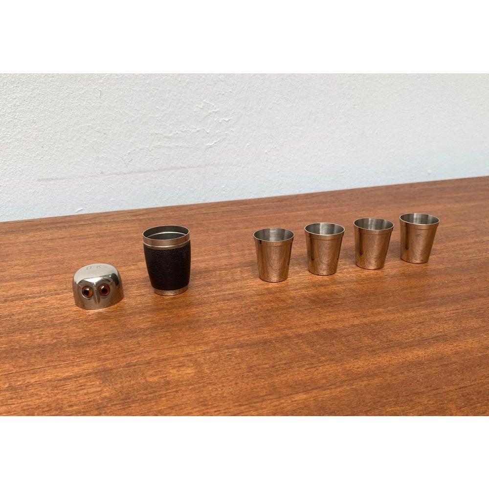Set of 5 Mid-Century German Owl Style Metal Shot Glasses, 1960s For Sale 3