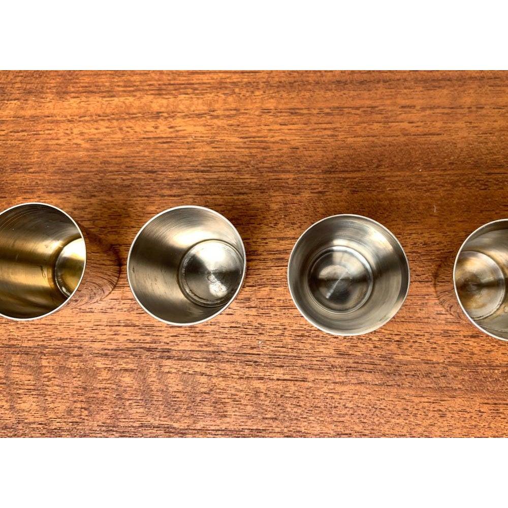 Set of 5 Mid-Century German Owl Style Metal Shot Glasses, 1960s For Sale 4