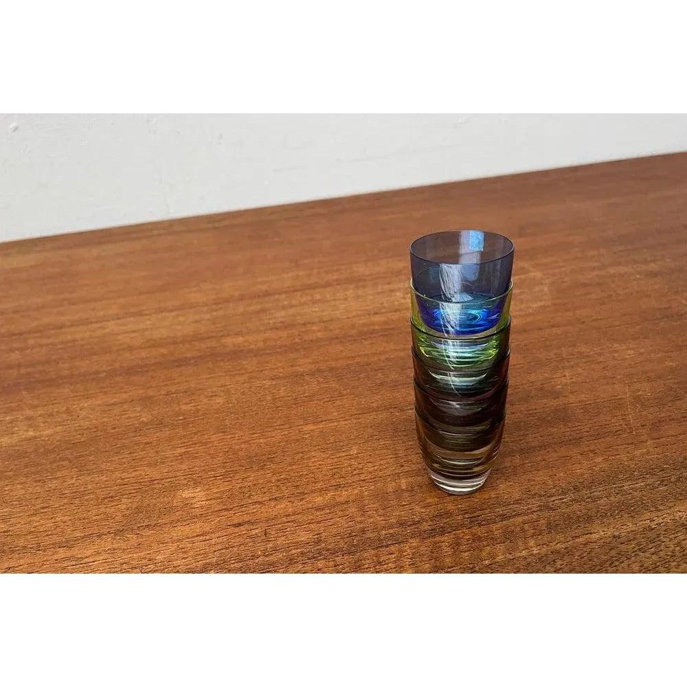 XX secolo Set di 5 bicchieri da shot colorati dell'era spaziale tedesca di metà secolo di Gral Glass, anni '60 in vendita