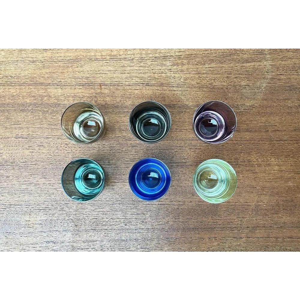 Vetro Set di 5 bicchieri da shot colorati dell'era spaziale tedesca di metà secolo di Gral Glass, anni '60 in vendita
