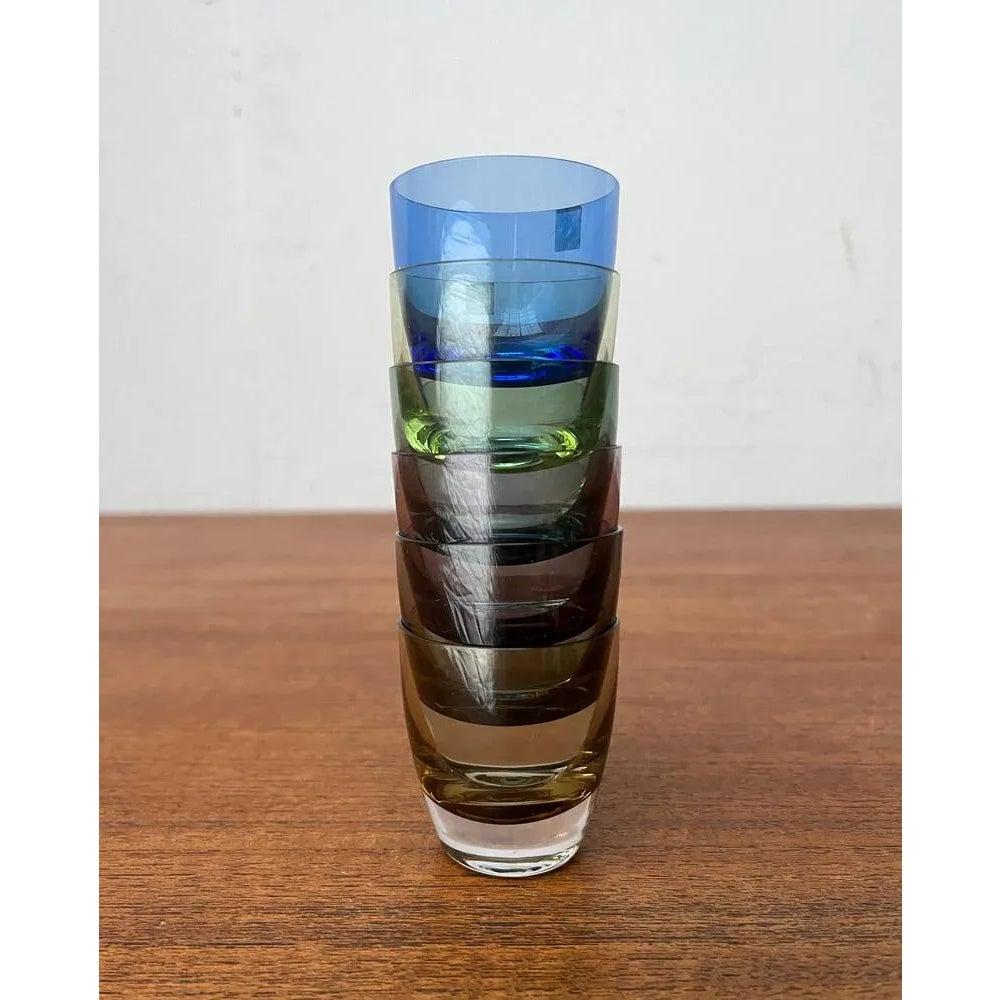 Set di 5 bicchieri da shot colorati dell'era spaziale tedesca di metà secolo di Gral Glass, anni '60 in vendita 1