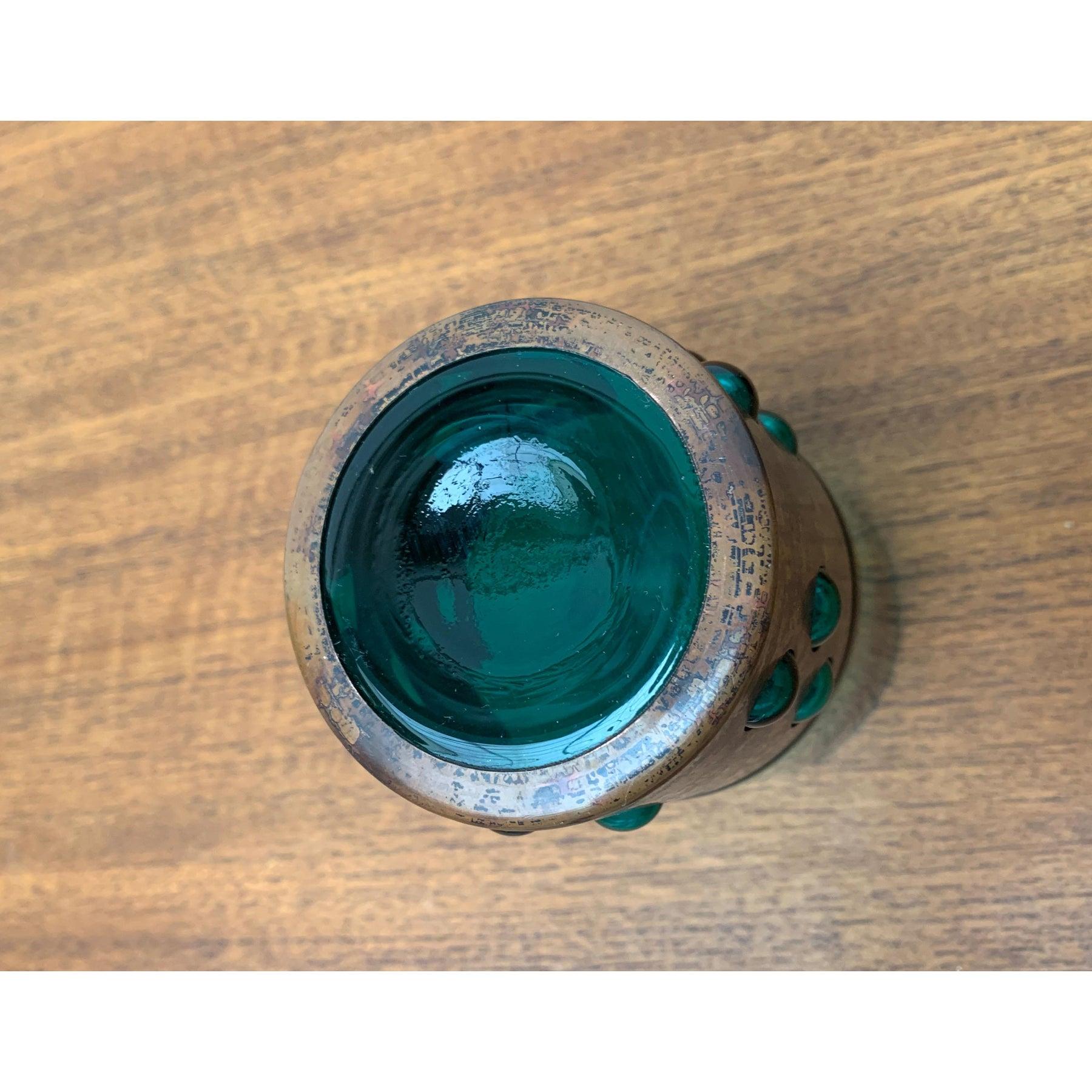 Juego de 5 vasos de vidrio verde y cobre de mediados de siglo, Nanny Still, años 60 en venta 6