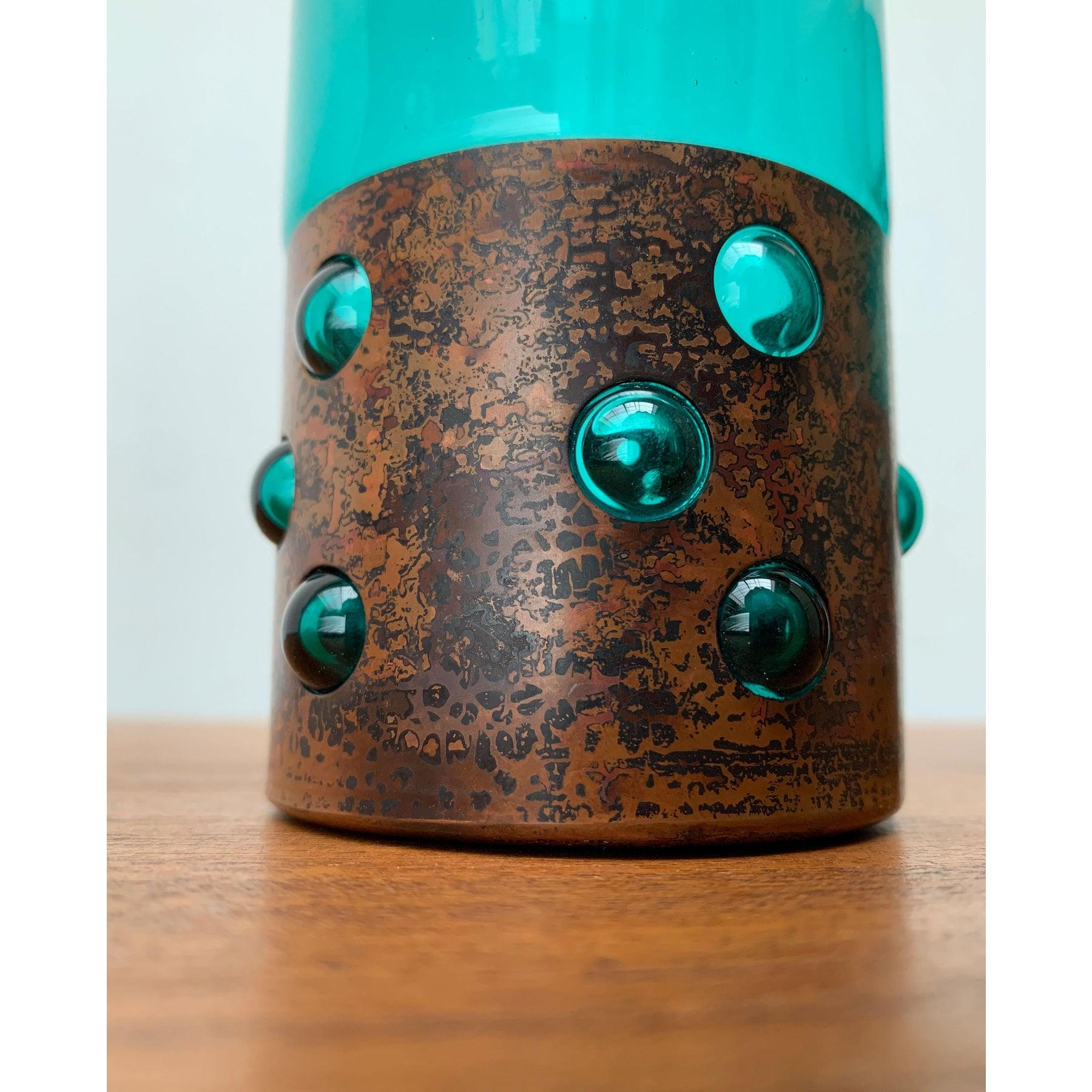 Juego de 5 vasos de vidrio verde y cobre de mediados de siglo, Nanny Still, años 60 en venta 1