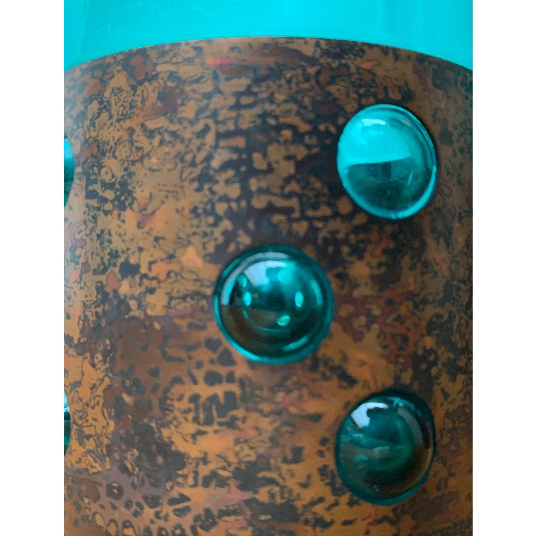 Juego de 5 vasos de vidrio verde y cobre de mediados de siglo, Nanny Still, años 60 en venta 3