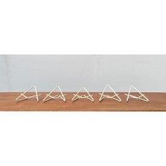 Set of 5 Mid-Century Minimalist Metal Coat Hooks Rack, 1960s