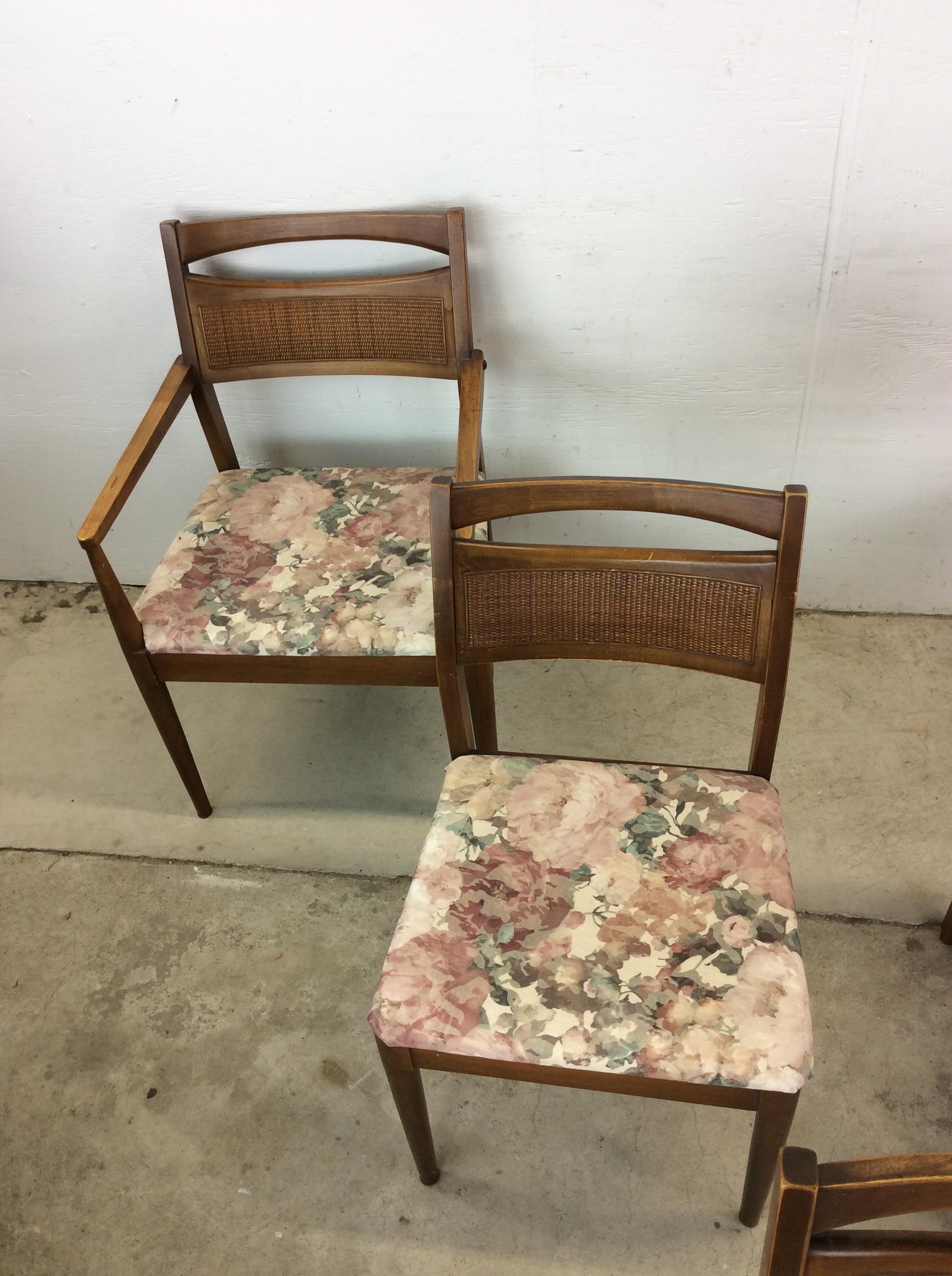 Satz von 5 Mid Century Modern Dining Chairs mit Caned Back & Vintage Polstermöbel (Moderne der Mitte des Jahrhunderts) im Angebot