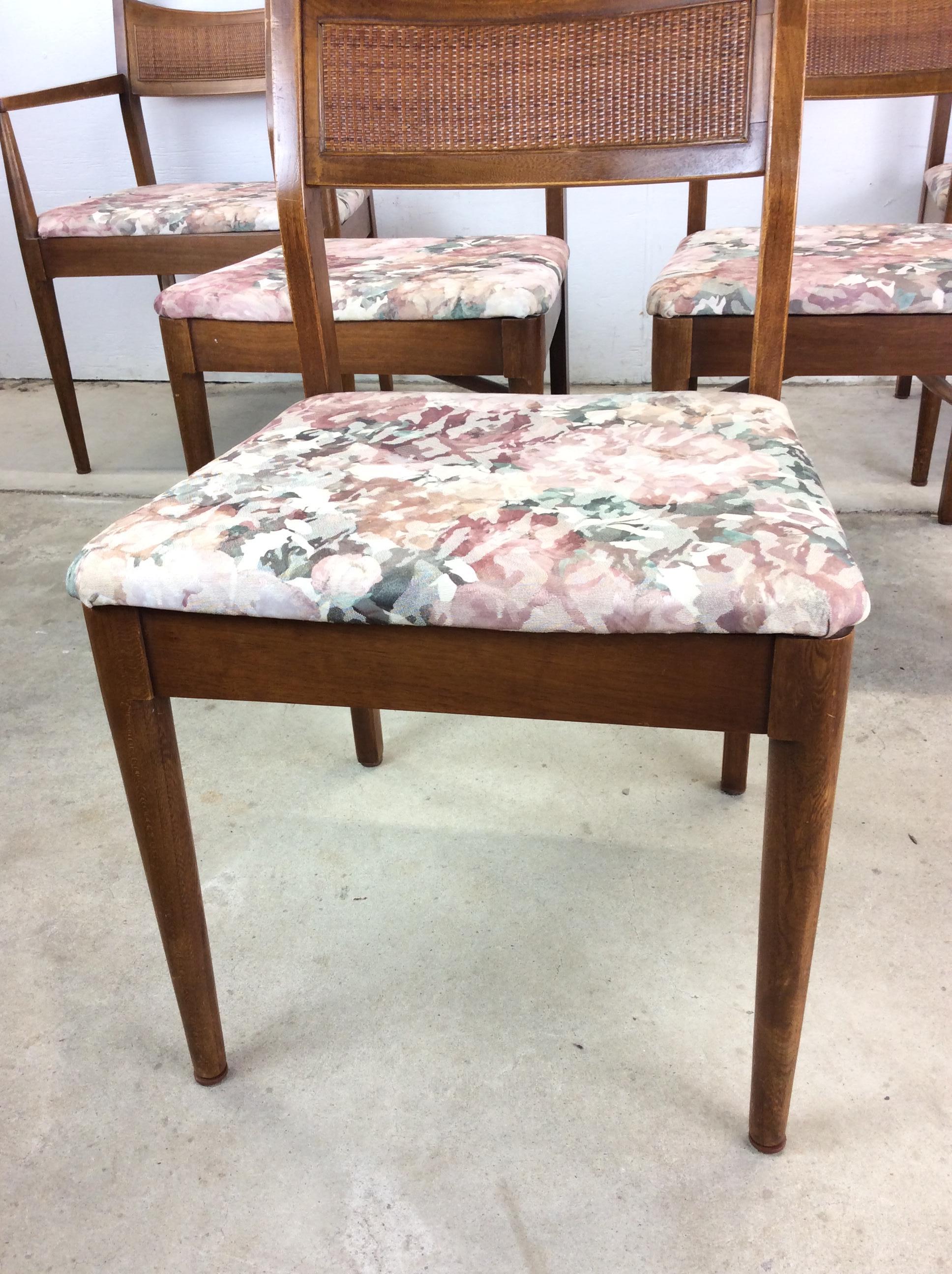 Satz von 5 Mid Century Modern Dining Chairs mit Caned Back & Vintage Polstermöbel im Zustand „Gut“ im Angebot in Freehold, NJ