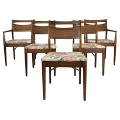 Juego de 5 Sillas de Comedor Modernas de Mitad de Siglo con Respaldo de Caña y Tapicería Vintage