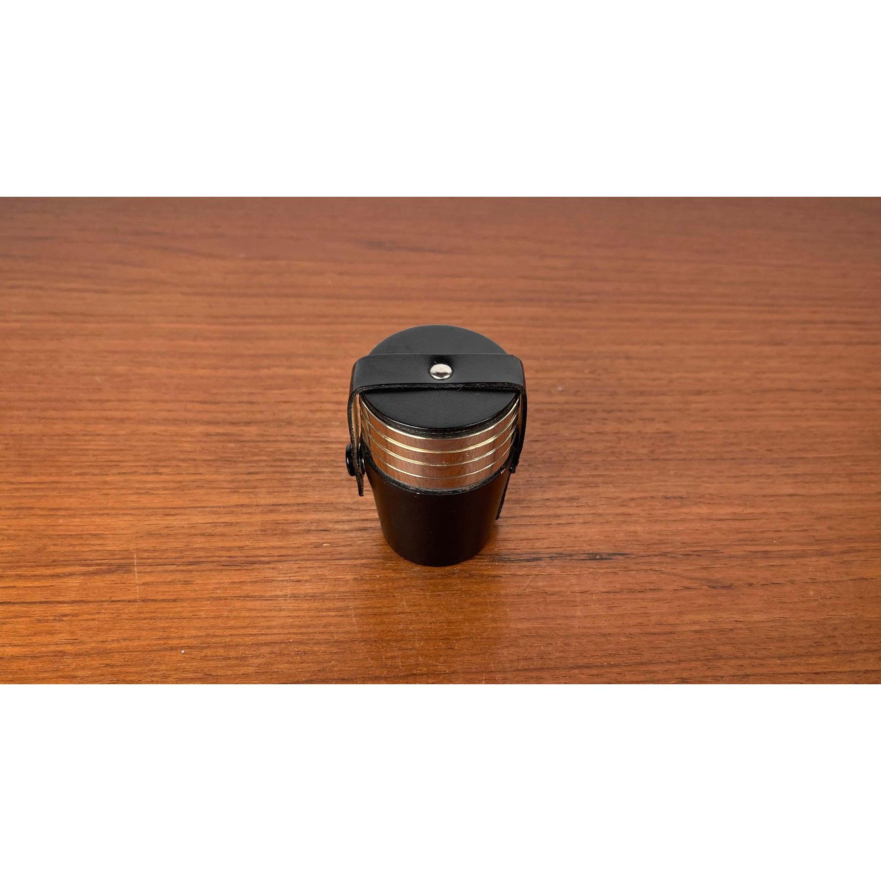 Set of 5 Mid-Century Modern German Metal and Leather Shot Cups, 1960s For Sale 10