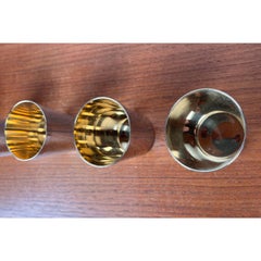 Set of 5 Mid-Century Modern German Metal and Leather Shot Cups, 1960s