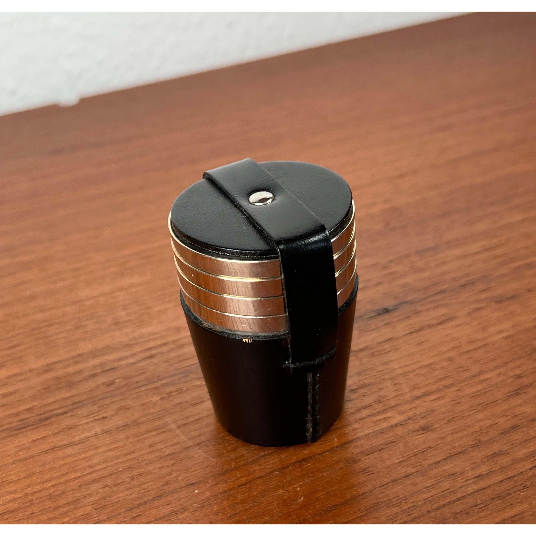 Set of 5 Mid-Century Modern German Metal and Leather Shot Cups, 1960s For Sale 4