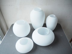 Set of 5 Mid-century Opaline Glass Vases, Bohemia, 1960s